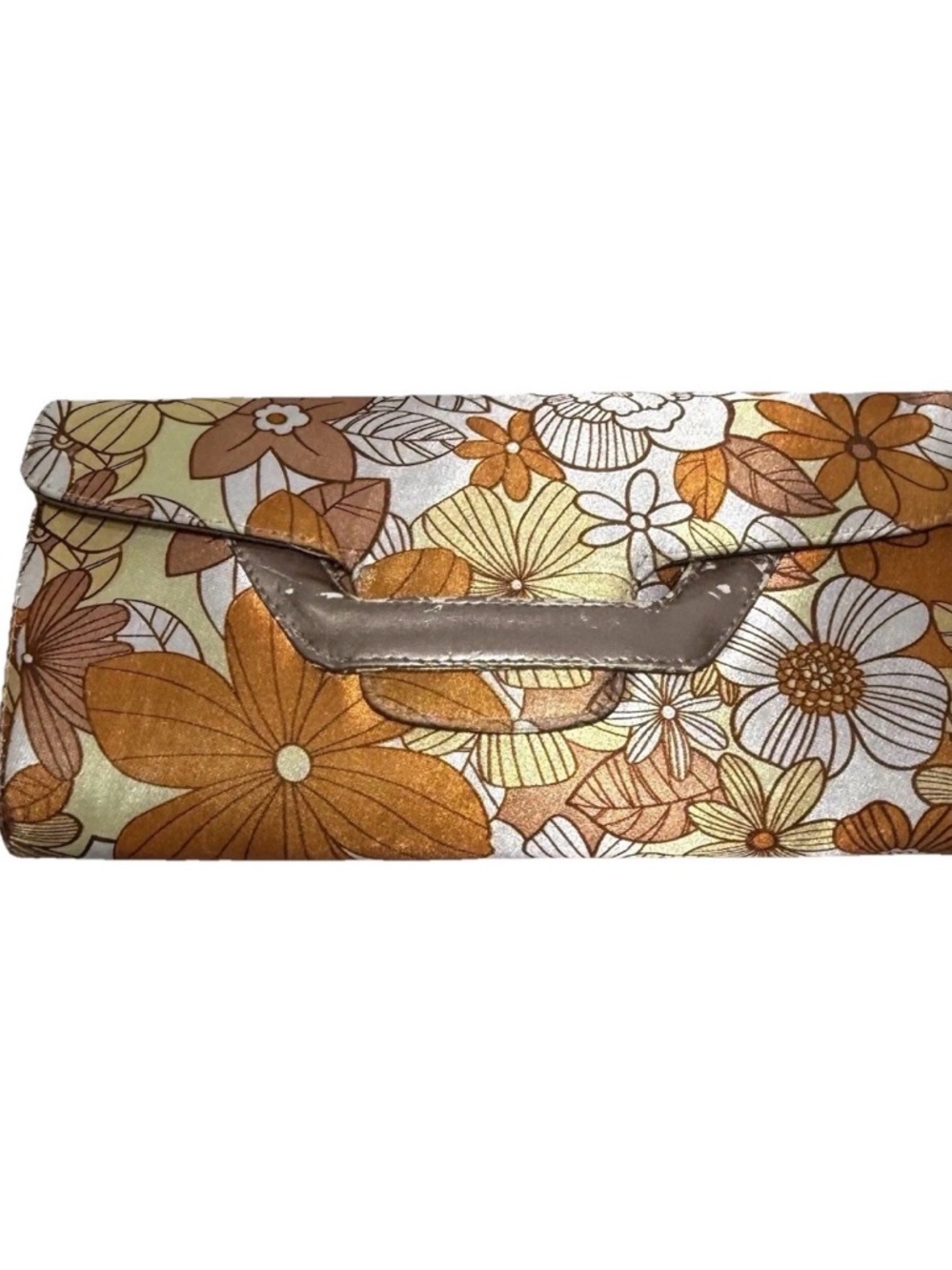 VTG 60/70’s Clutch Removable Crsbdy Chain Retro Boho Bloom 10.25”Wx5.75”Hx1.5”D